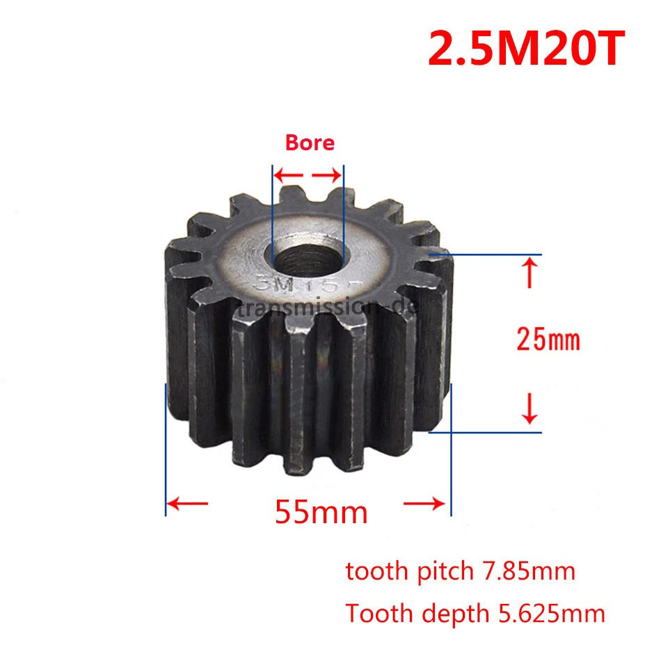 Mod 2/2.5/3/4/5 Spur Gear 10T-63T 45# Steel Pinion Gear Metal Gear Thick 20-40mm