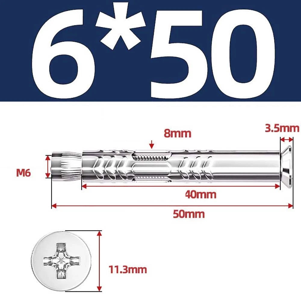 Sleeve Anchor Countersunk Phillips Expansion Bolts M6–M12 | 304/201 SS & Zinc