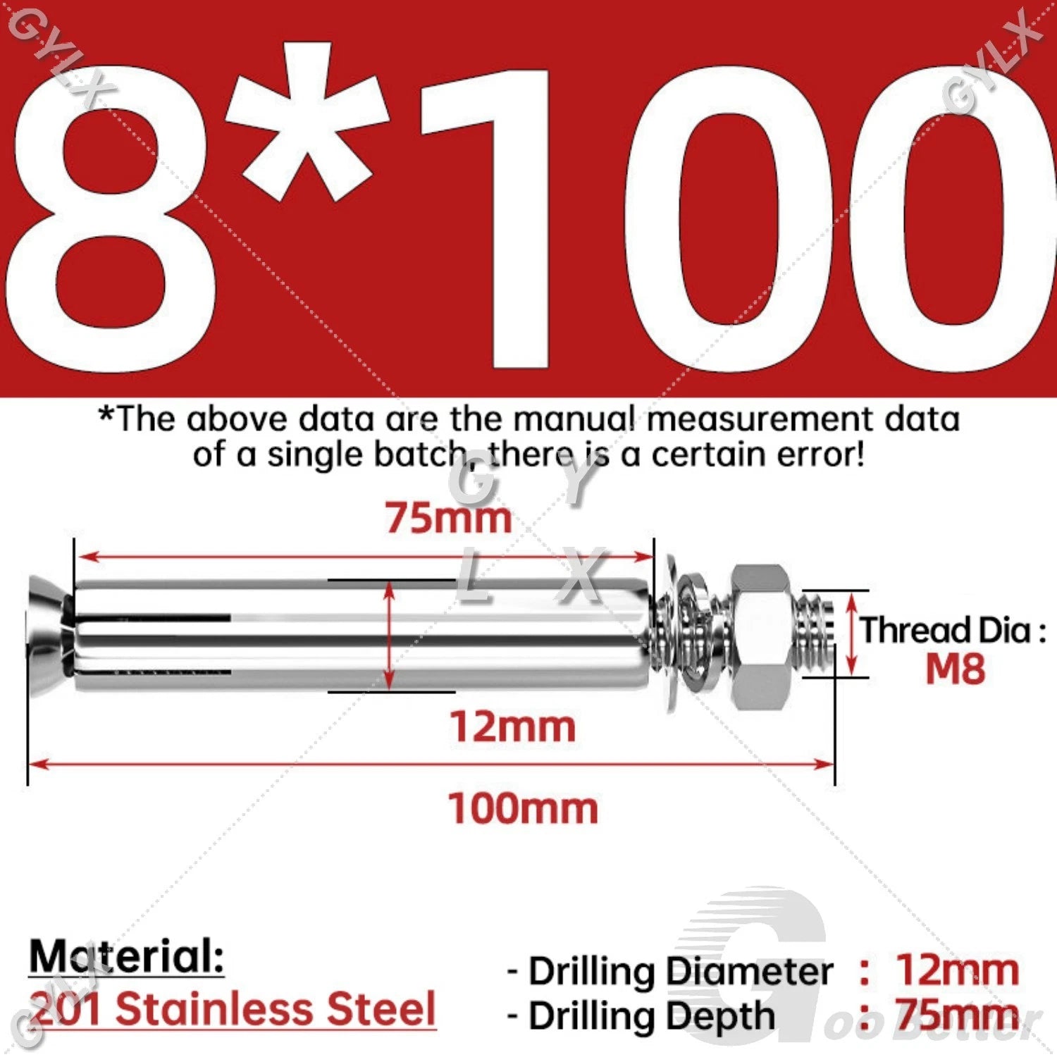 Concrete Expansion Bolts Wall Anchor Screws — M6 to M20 | Stainless Steel & Zinc Plated