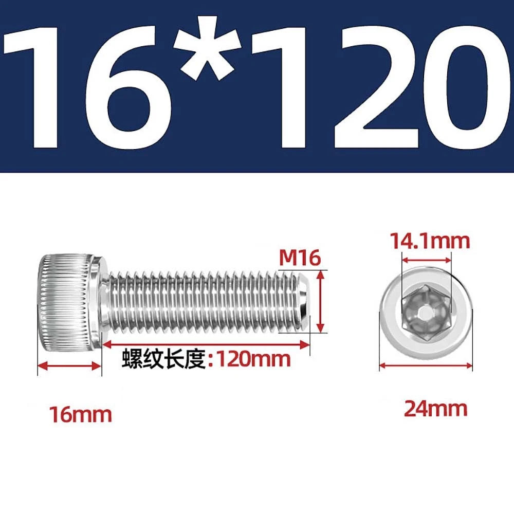 Socket Head Cap Screws – A2 Stainless Steel, M6 to M24, Hex Drive (DIN 912)