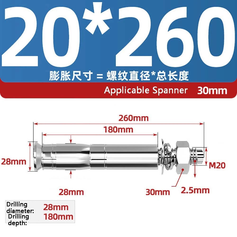 Stainless Steel Expansion Anchor Bolts — M8 to M20, 201 & 304, A/B Type