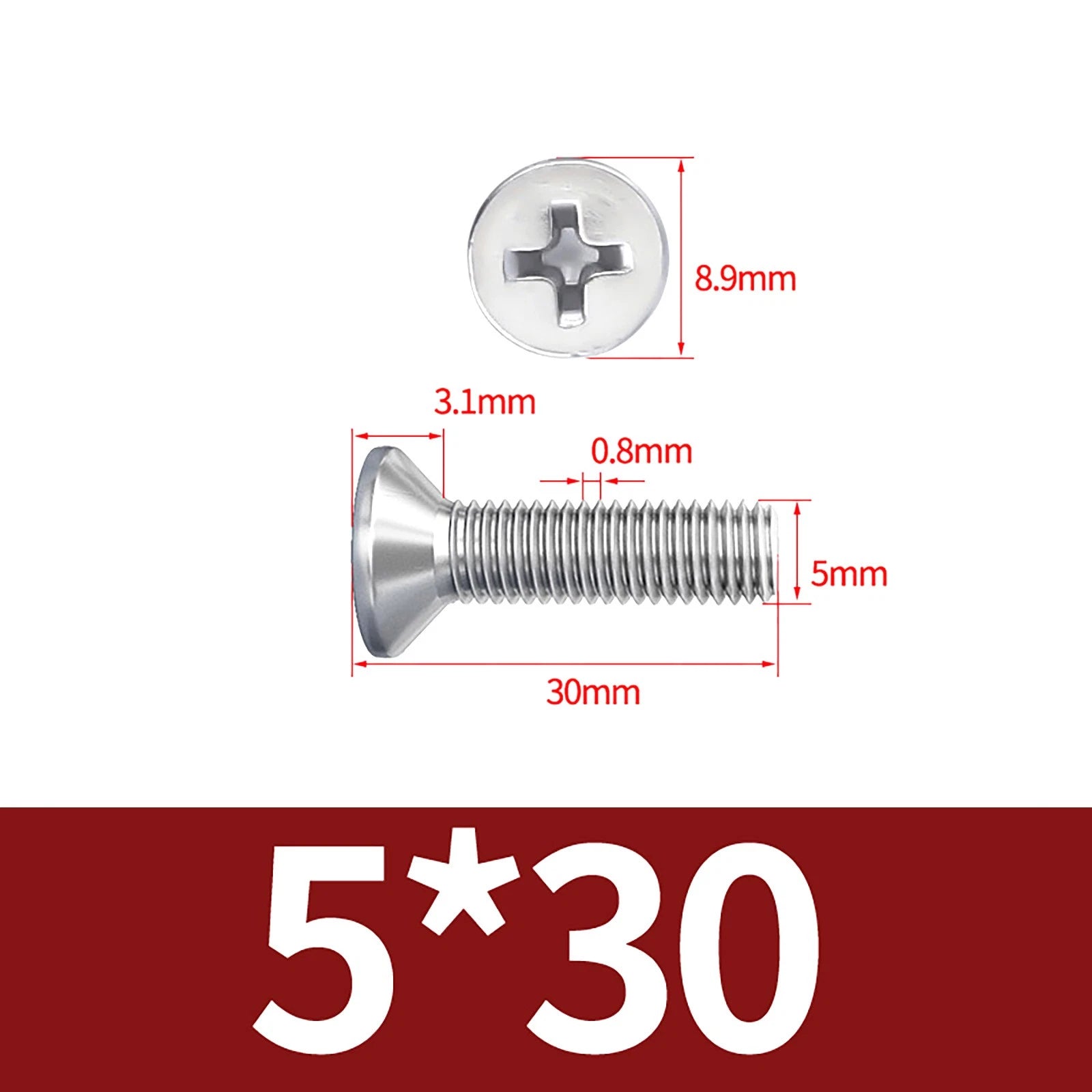 M3–M10 Phillips Countersunk Machine Screws – A2 Stainless Steel, Flat Head, Fully Threaded (3–100mm Overall Length)