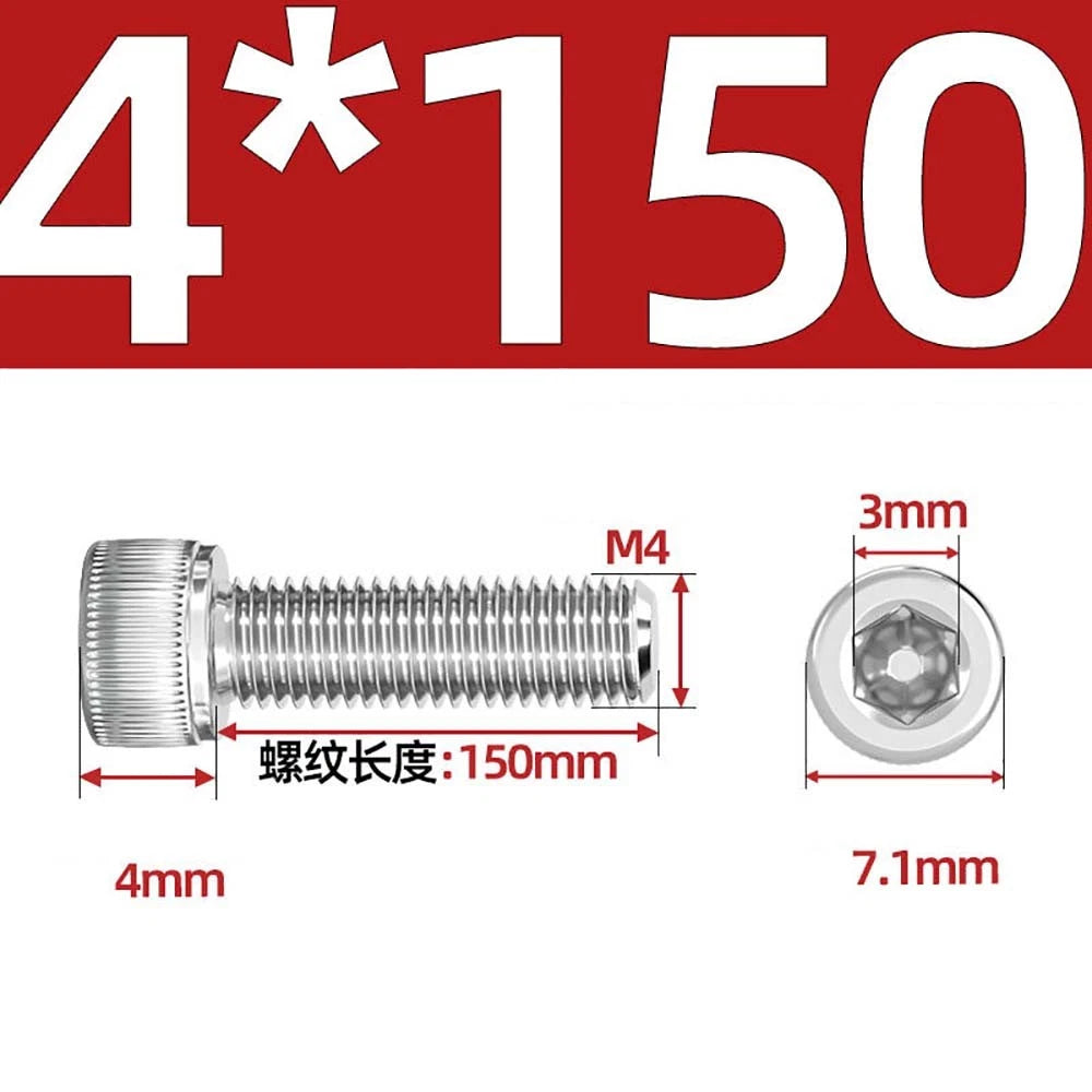 M3 M4 M5 Socket Head Cap Screws – A2 Stainless Steel, High Strength & Corrosion Resistant