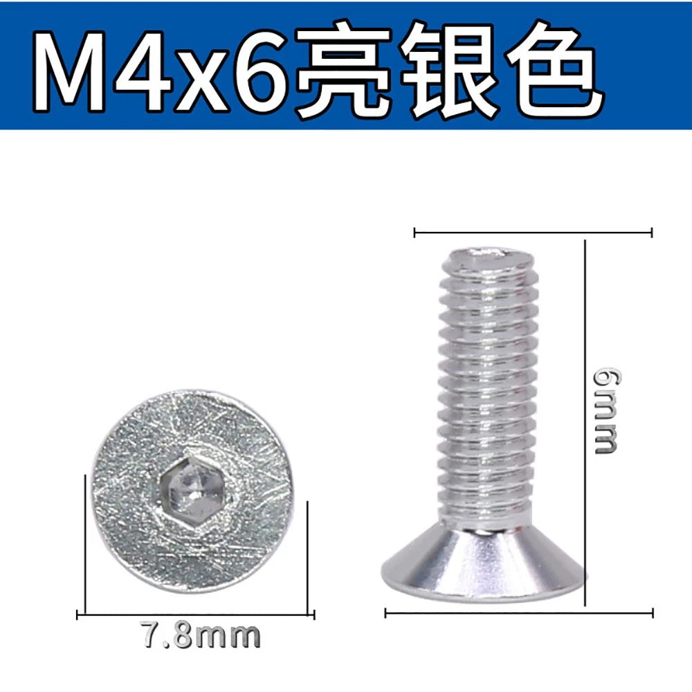 M3.5 / M4 Countersunk Hex Socket Screws — Anodized Aluminum Alloy, 10 Colors