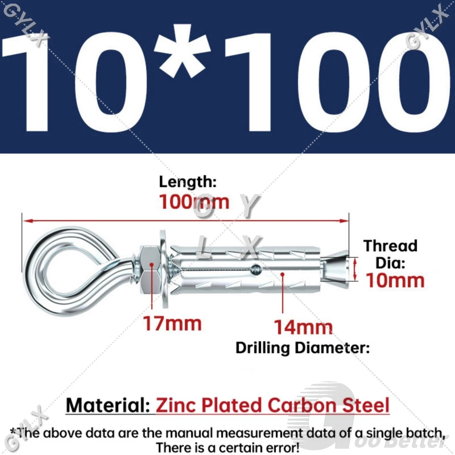 Galvanized Masonry Concrete Expansion Bolts — M6 M8 M10 M12 Wall Anchor Screws