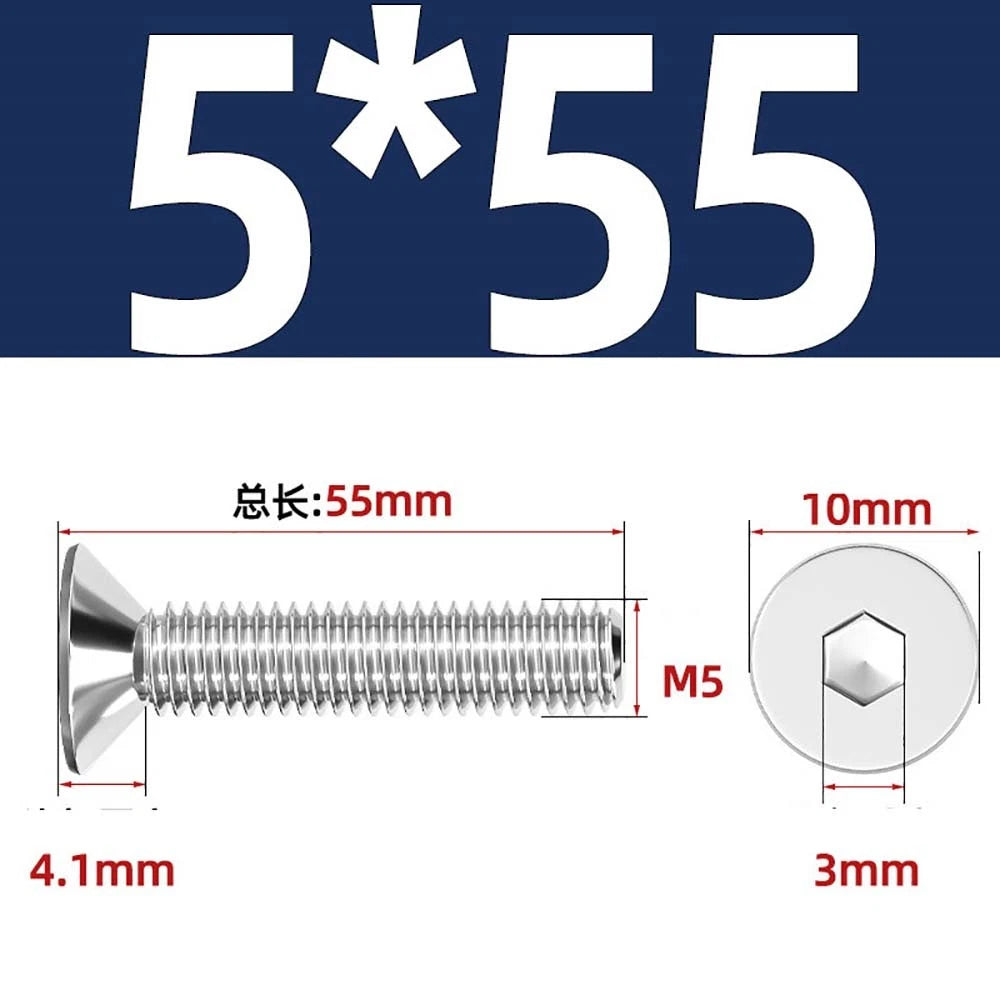 A4 Stainless Steel Countersunk Hex Socket Screws – Marine Grade, M2 to M16 (DIN 7991)
