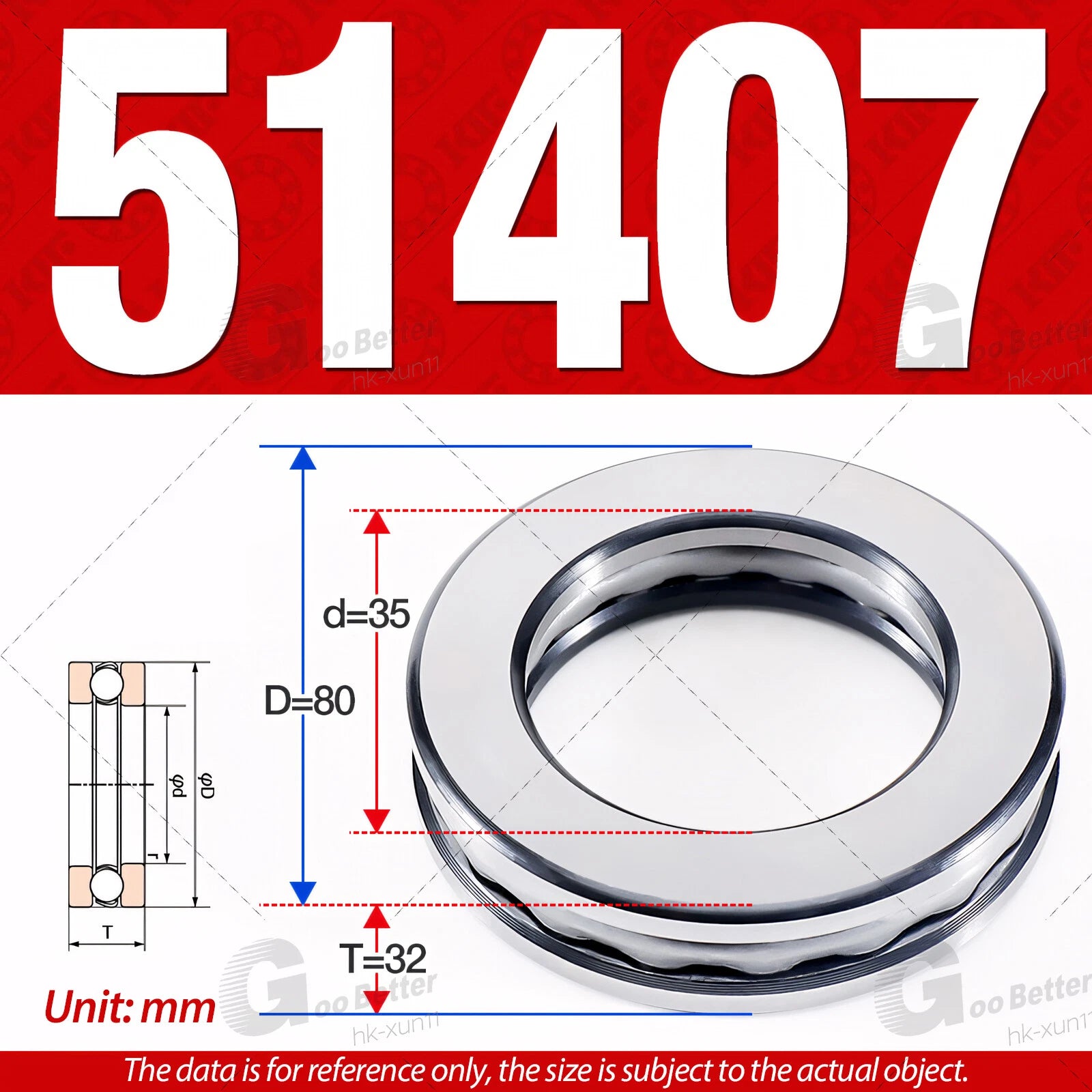 Plane Axial Ball Bearing Thrust Bearings F2-6M - F13-22M- 51100 - 51413 Series