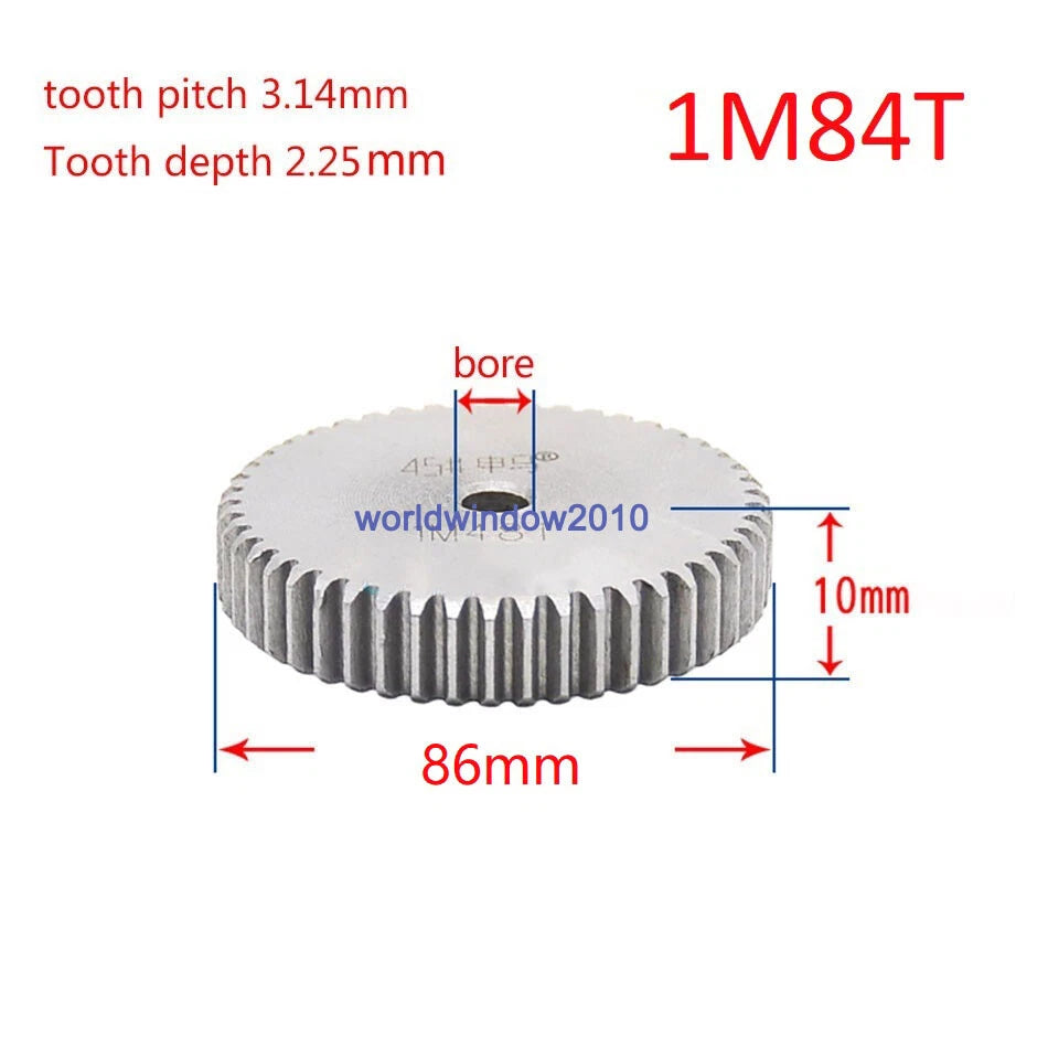 45# Steel Spur Gear 1M12T-1M100T Metal Mod 1 Pinion Gear 12-100 Tooth Moter Gear