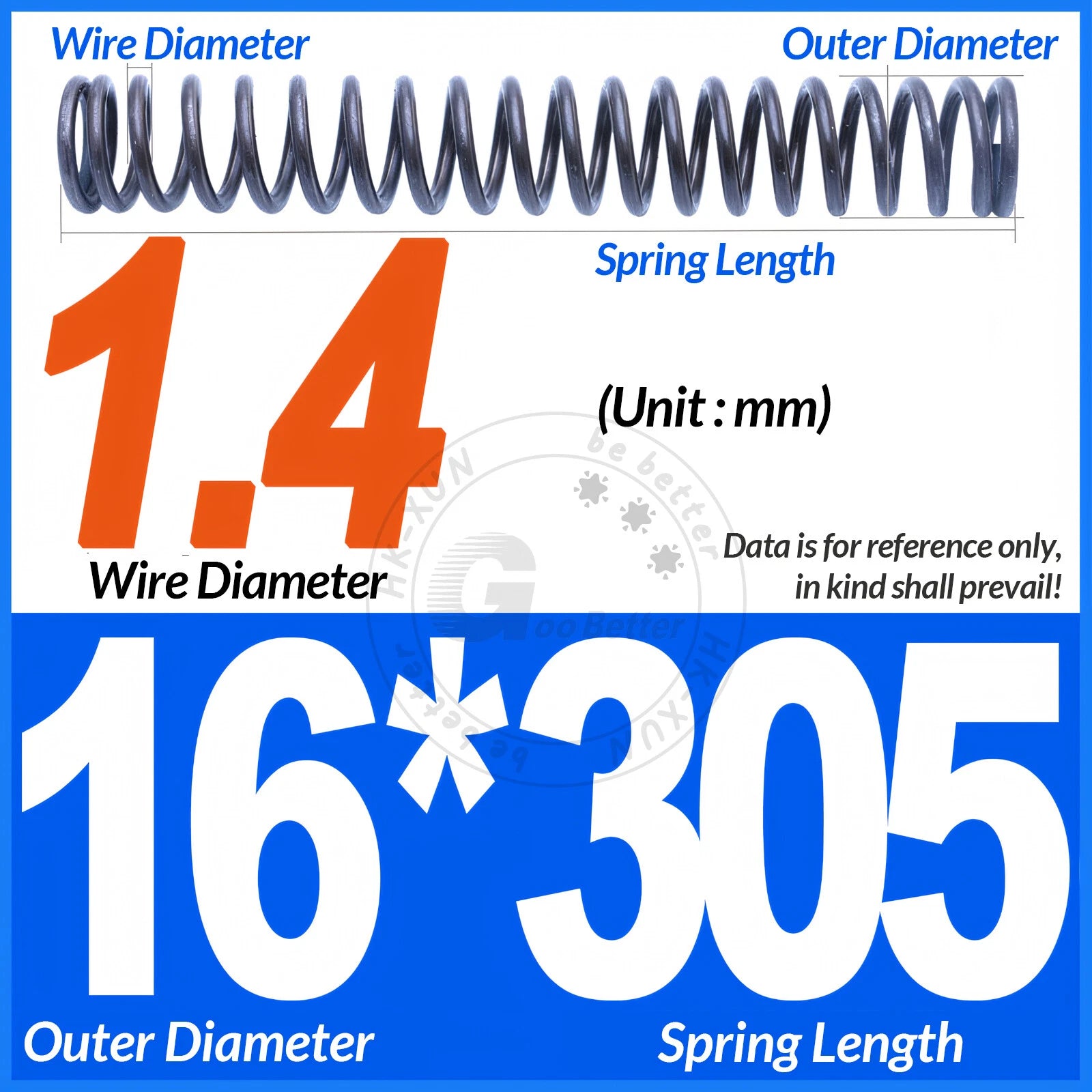 Length 305mm Compression Spring Pressure Springs OD 3-60mm Wire Dia 0.3mm-6.0mm