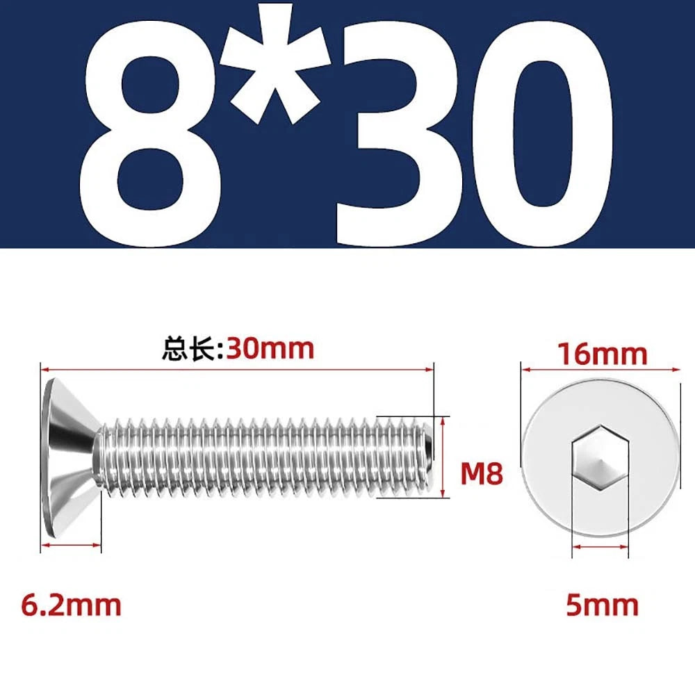 Countersunk Hex Socket Screws – A2 Stainless Steel, M2 to M16, DIN 7991, Fully Threaded