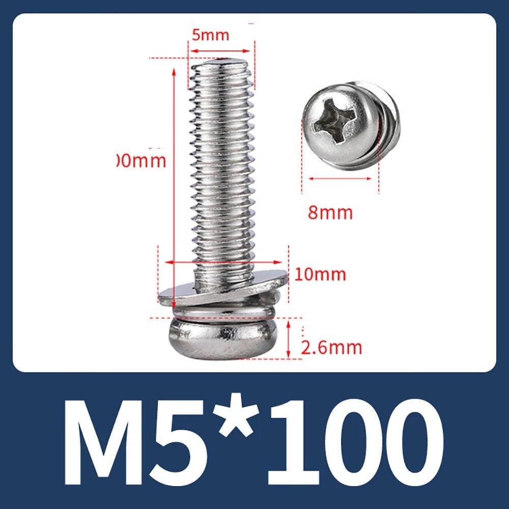 M2–M10 Phillips Button Head Machine Screws — 304 Stainless Steel - HomeDIYer