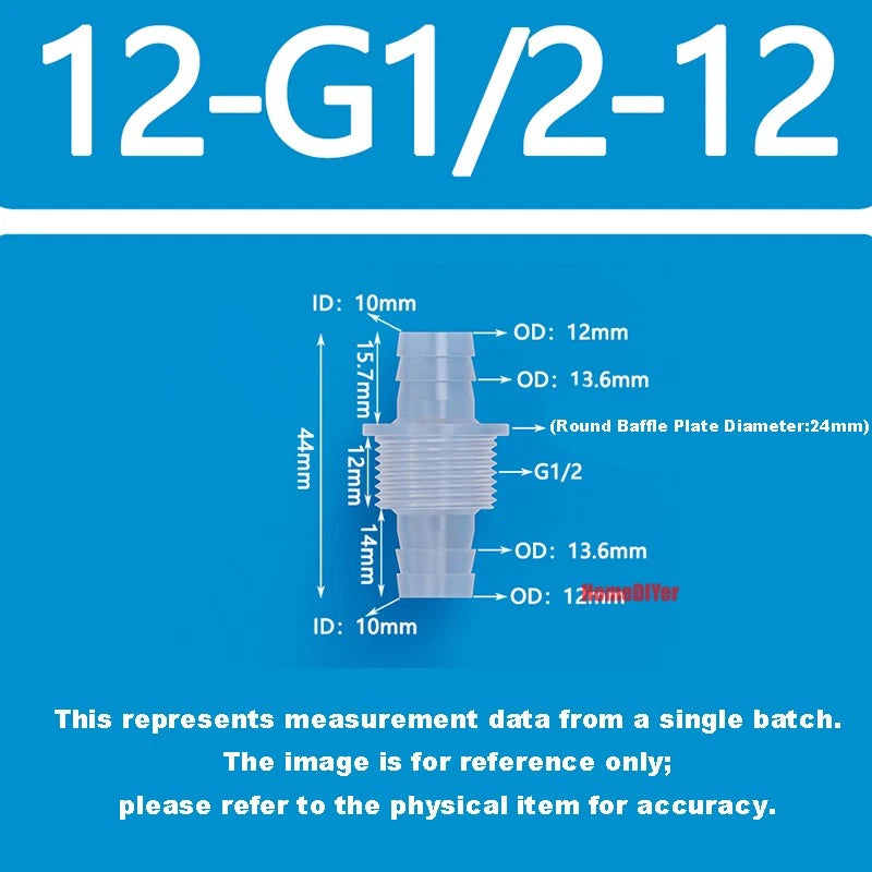 Plastic Barbed Hose Reducer Connector — Straight Thread Joiner for Air & Water Tube
