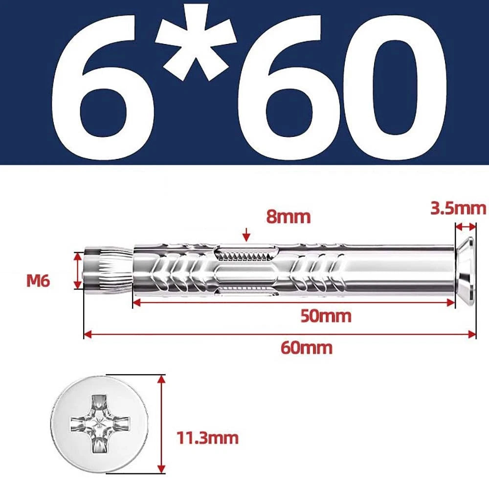 Sleeve Anchor Countersunk Phillips Expansion Bolts M6–M12 | 304/201 SS & Zinc