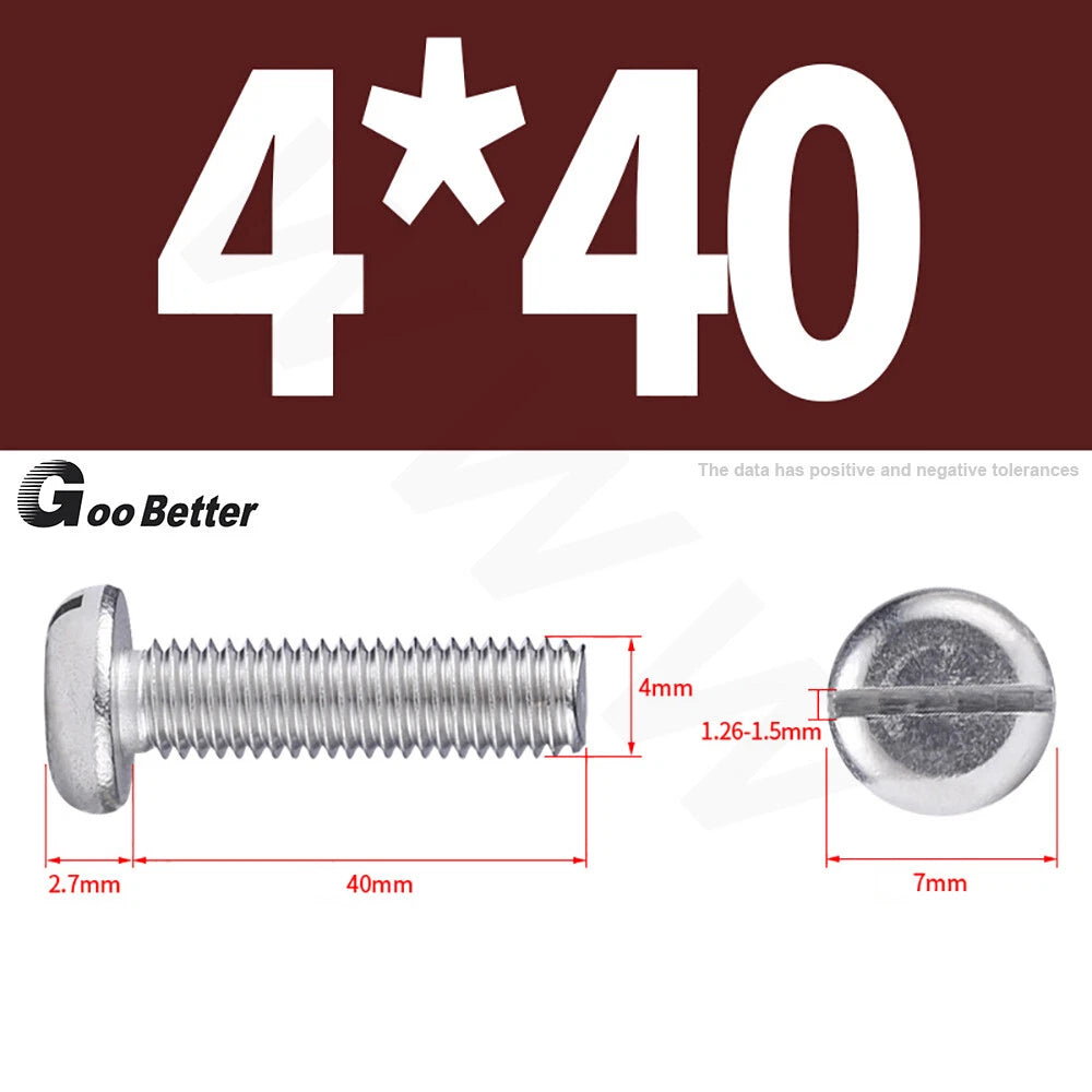 Slotted Pan Head Machine Screws – M1.6 to M4, A2 Stainless Steel, Fully Threaded, Lengths 3mm–60mm