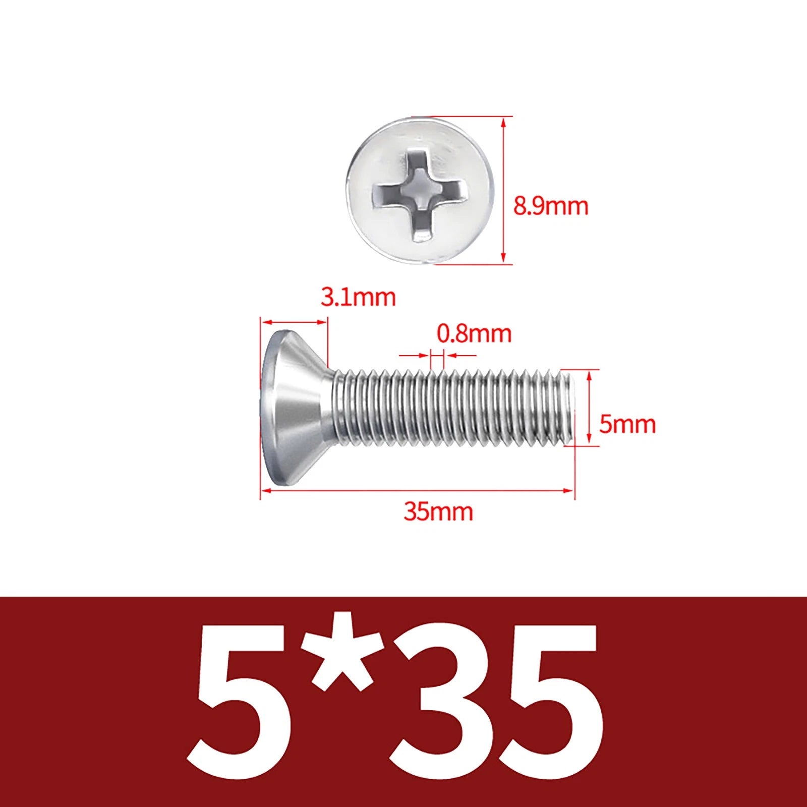 M3–M10 Phillips Countersunk Machine Screws – A2 Stainless Steel, Flat Head, Fully Threaded (3–100mm Overall Length)