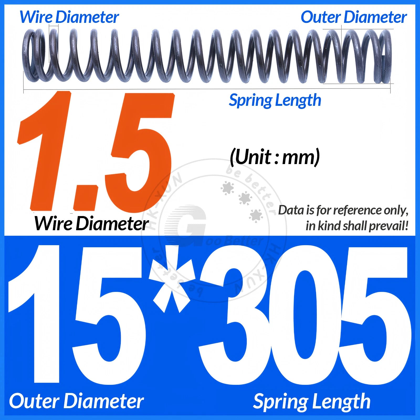 Length 305mm Compression Spring Pressure Springs OD 3-60mm Wire Dia 0.3mm-6.0mm