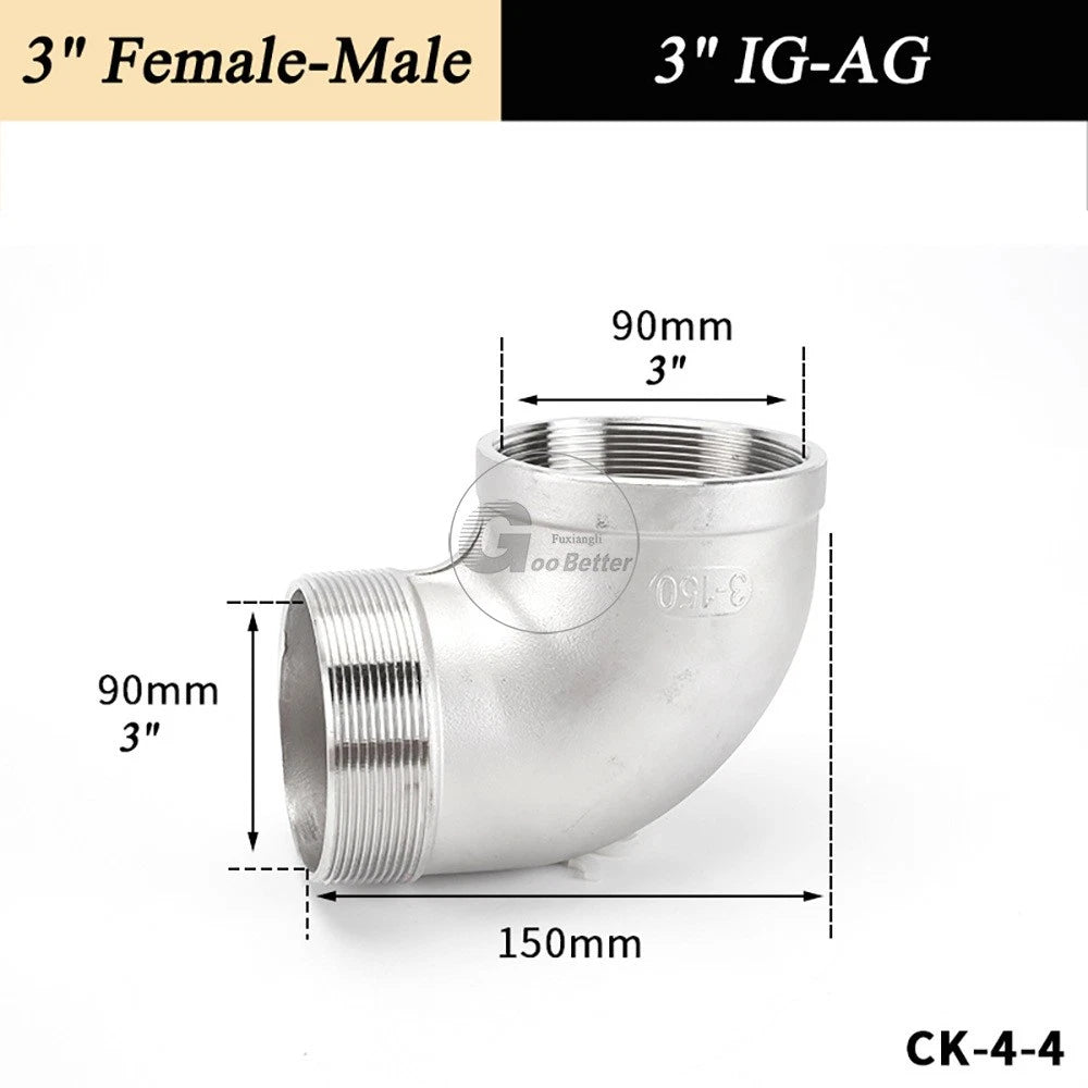 A2 Stainless Steel BSP Reducer Elbow Pipe Fittings | 1/8" to 4" Male Female