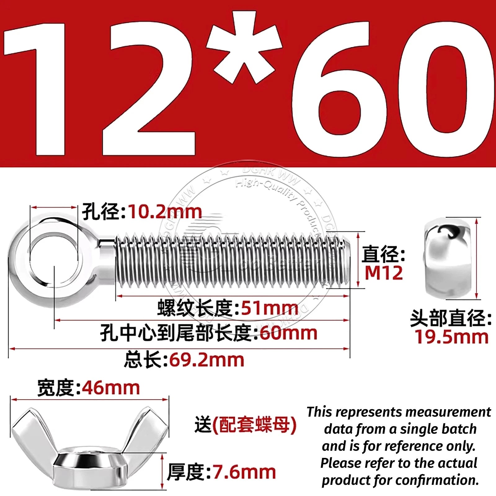 Eye Bolts with Nut — Forged Stainless Steel Threaded Ring Hanging Screws
