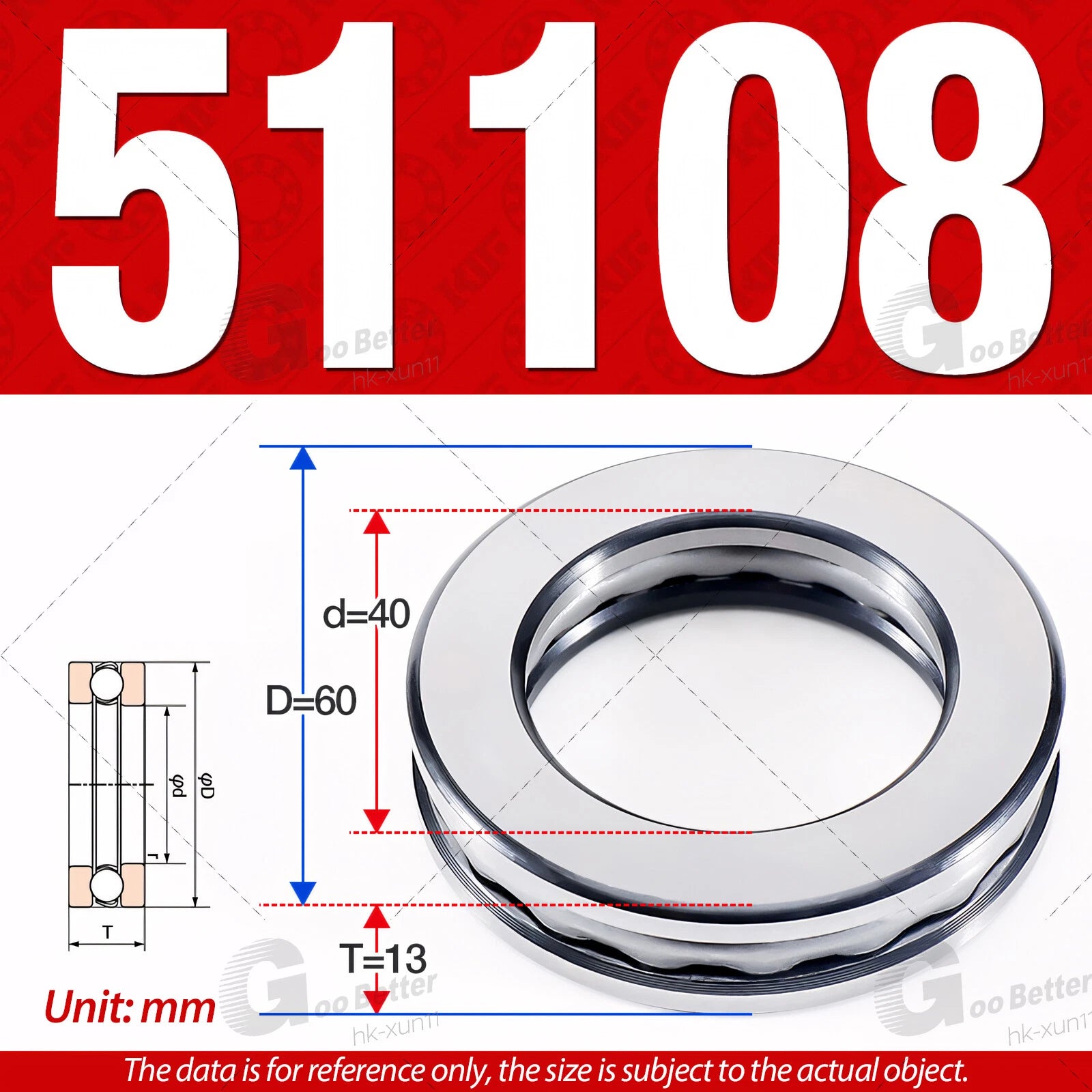 Plane Axial Ball Bearing Thrust Bearings F2-6M - F13-22M- 51100 - 51413 Series