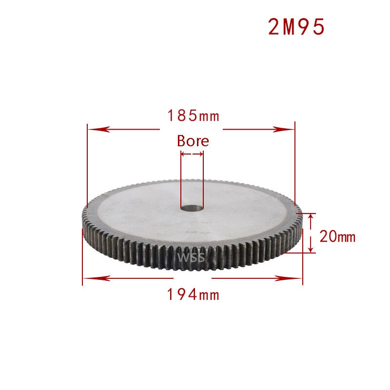 2 Mod 45# Steel Spur Gears Pinion Gear Thickness 20mm 12 - 95 Teeth For 3D CNC