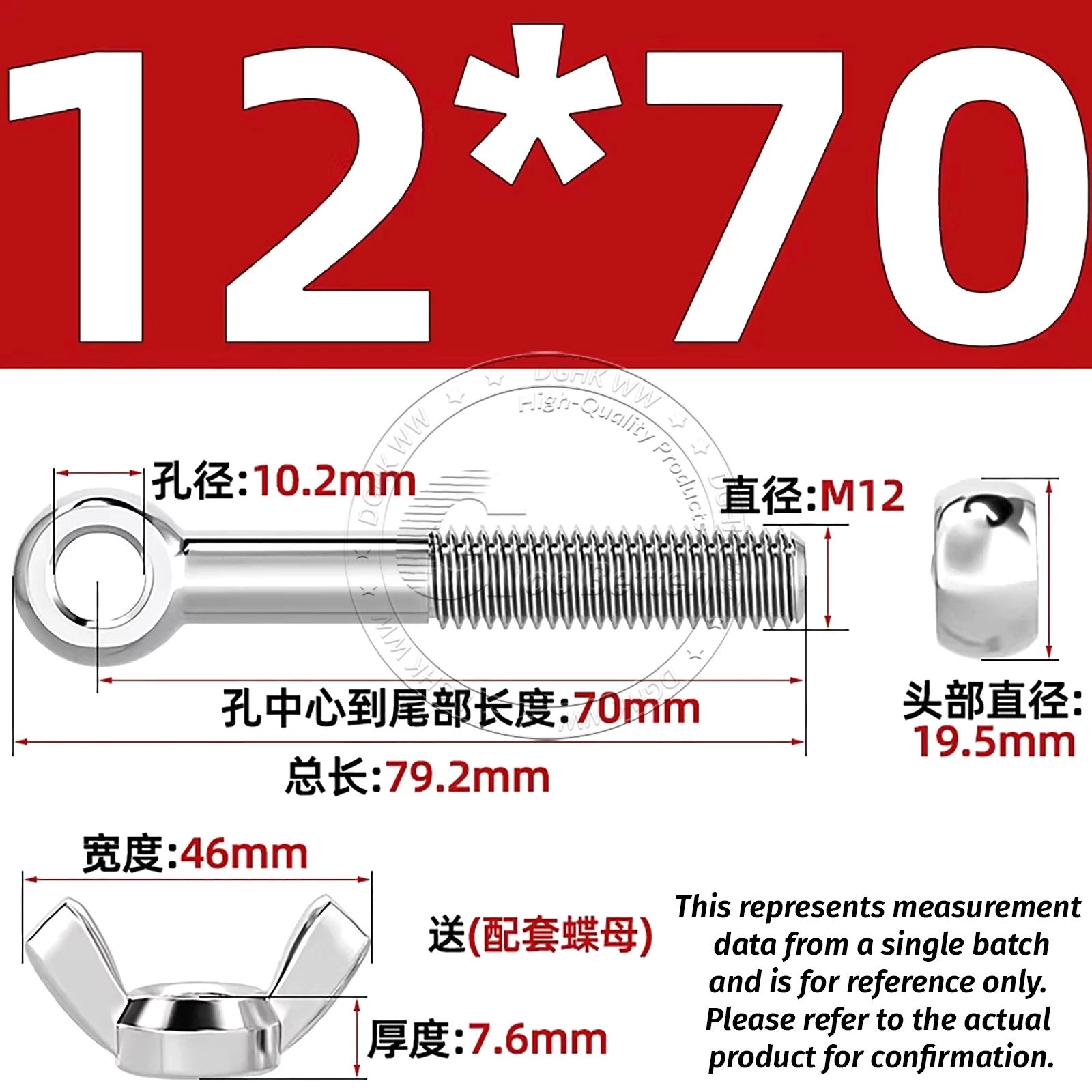 Eye Bolts with Nut — Forged Stainless Steel Threaded Ring Hanging Screws