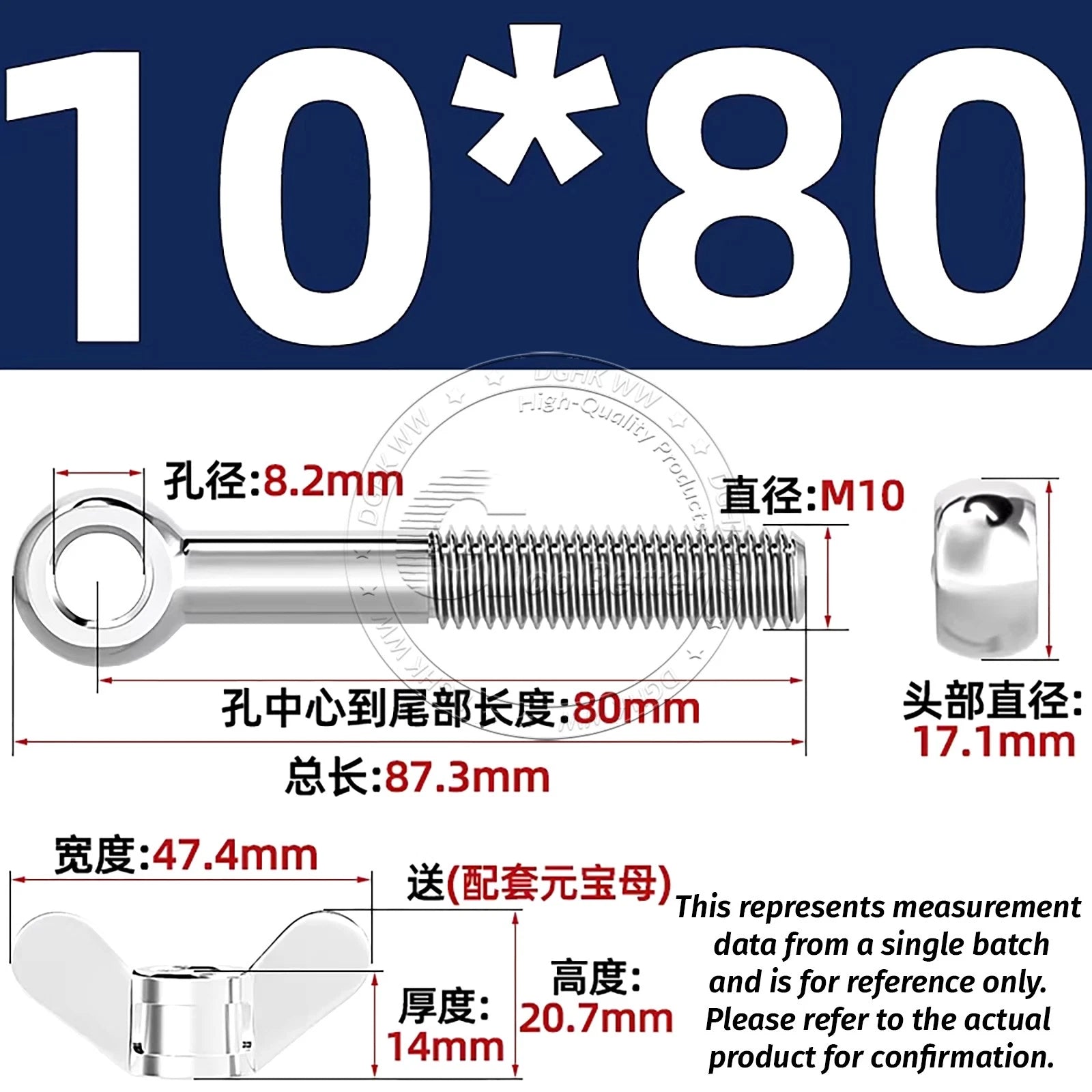 Eye Bolts with Nut — Forged Stainless Steel Threaded Ring Hanging Screws
