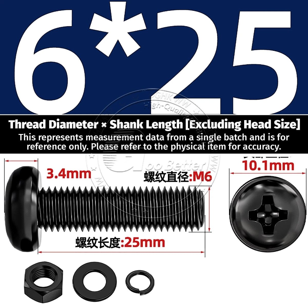 Black Phillips Pan Head Machine Screws with Washers — Metric M2 to M6 - HomeDIYer
