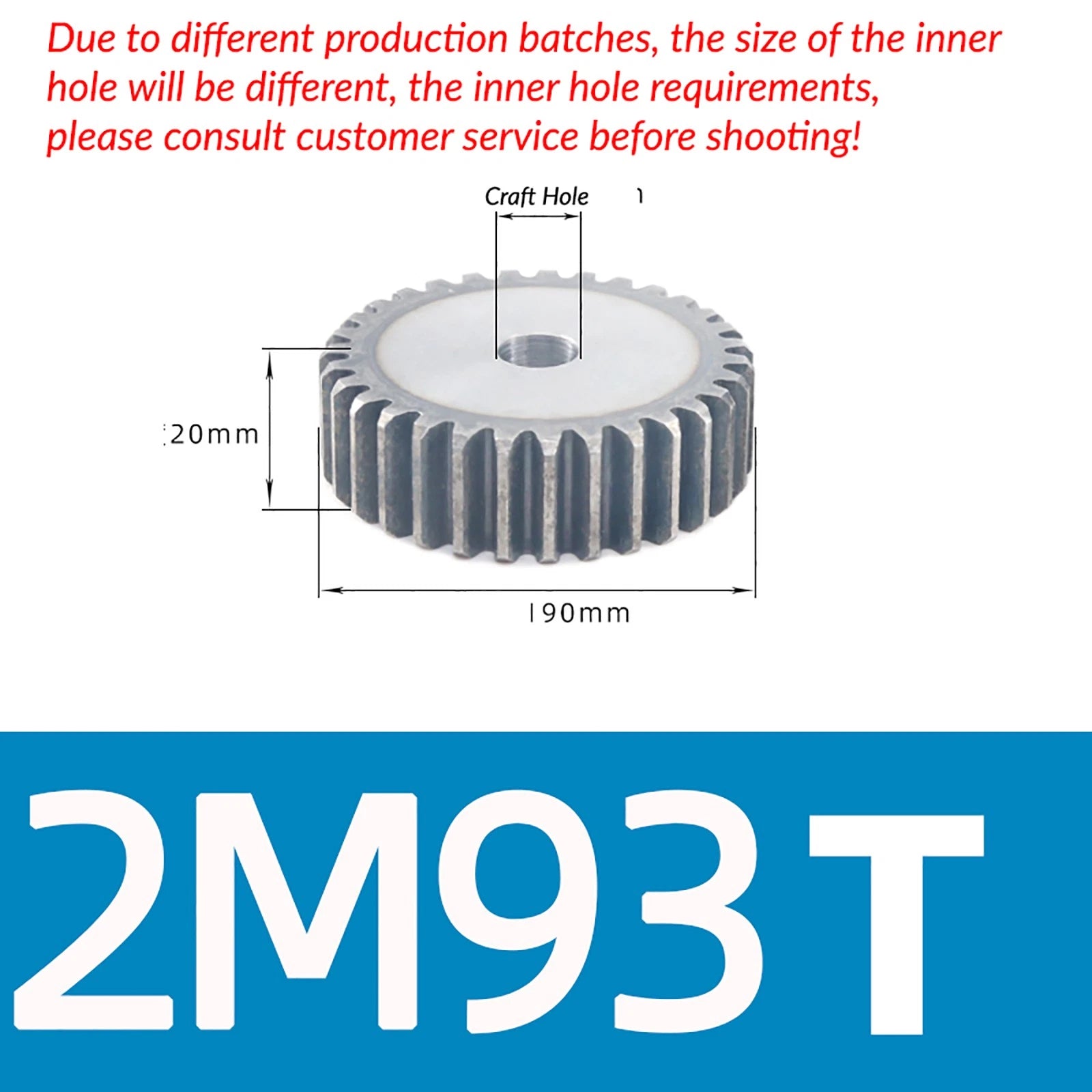 Mod 2 45# Steel Spur Gears Pinion Gear Thickn 20mm 10T - 100T Transmission Gear