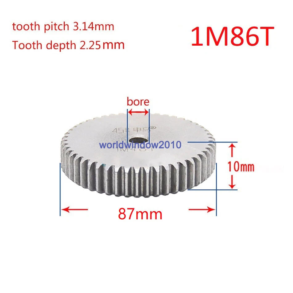 45# Steel Spur Gear 1M12T-1M100T Metal Mod 1 Pinion Gear 12-100 Tooth Moter Gear