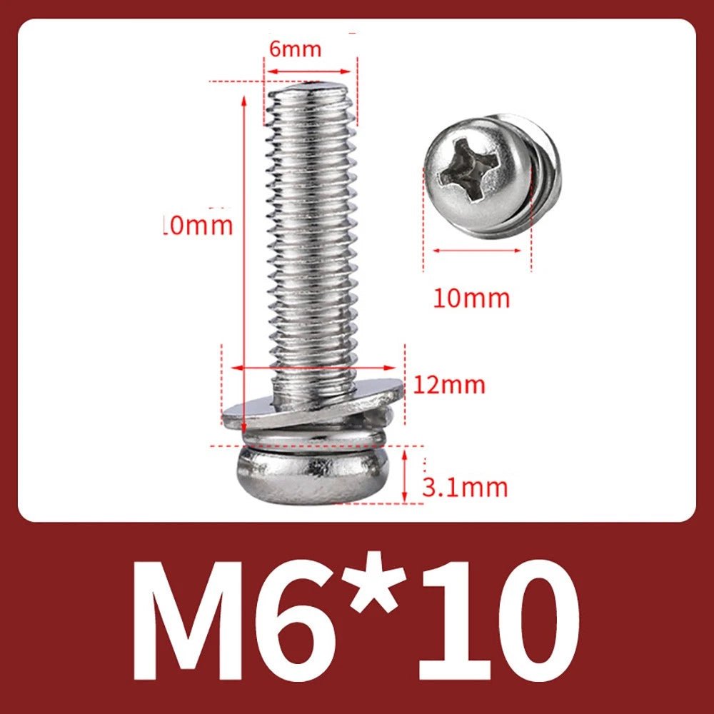 M2–M10 Phillips Button Head Machine Screws — 304 Stainless Steel - HomeDIYer