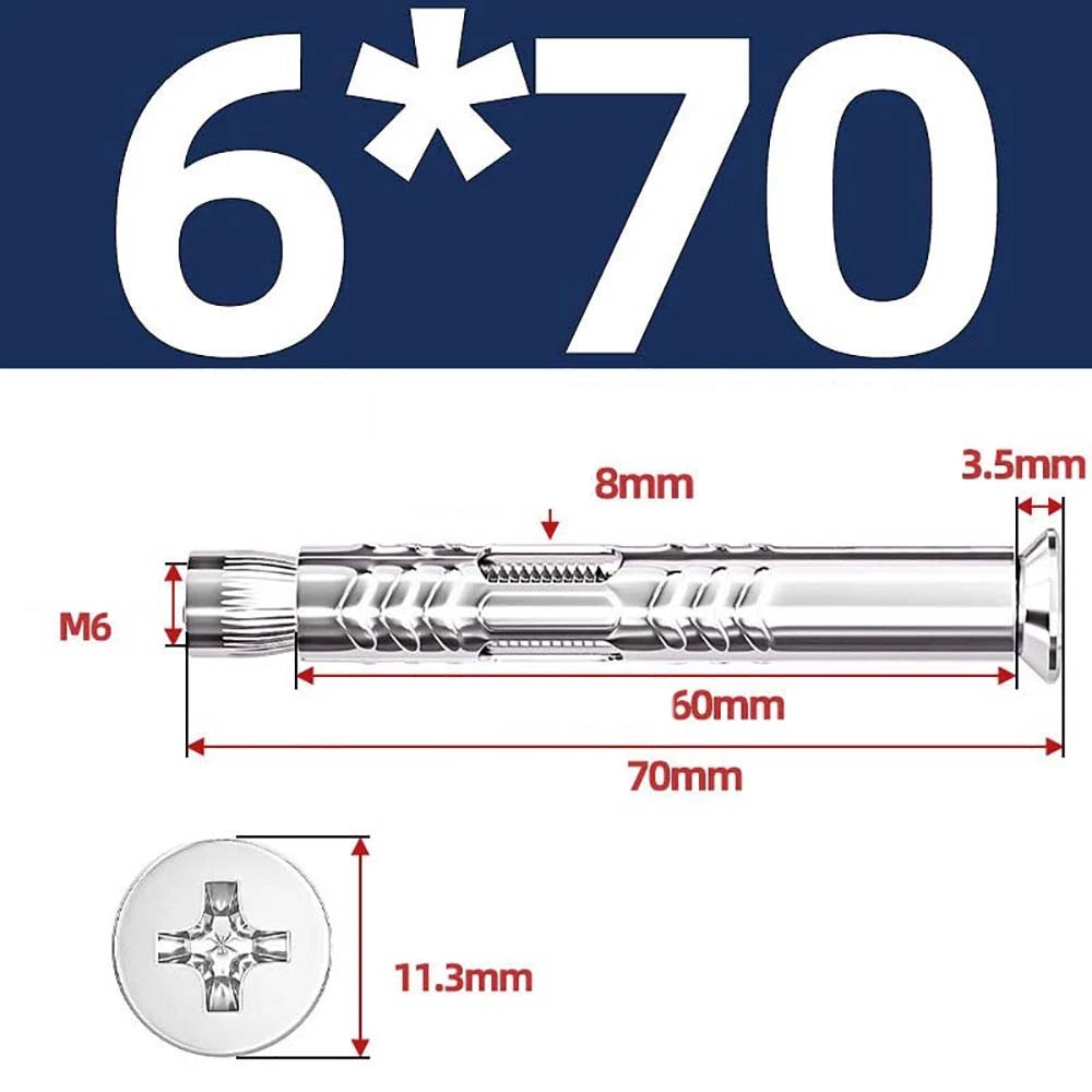 Sleeve Anchor Countersunk Phillips Expansion Bolts M6–M12 | 304/201 SS & Zinc