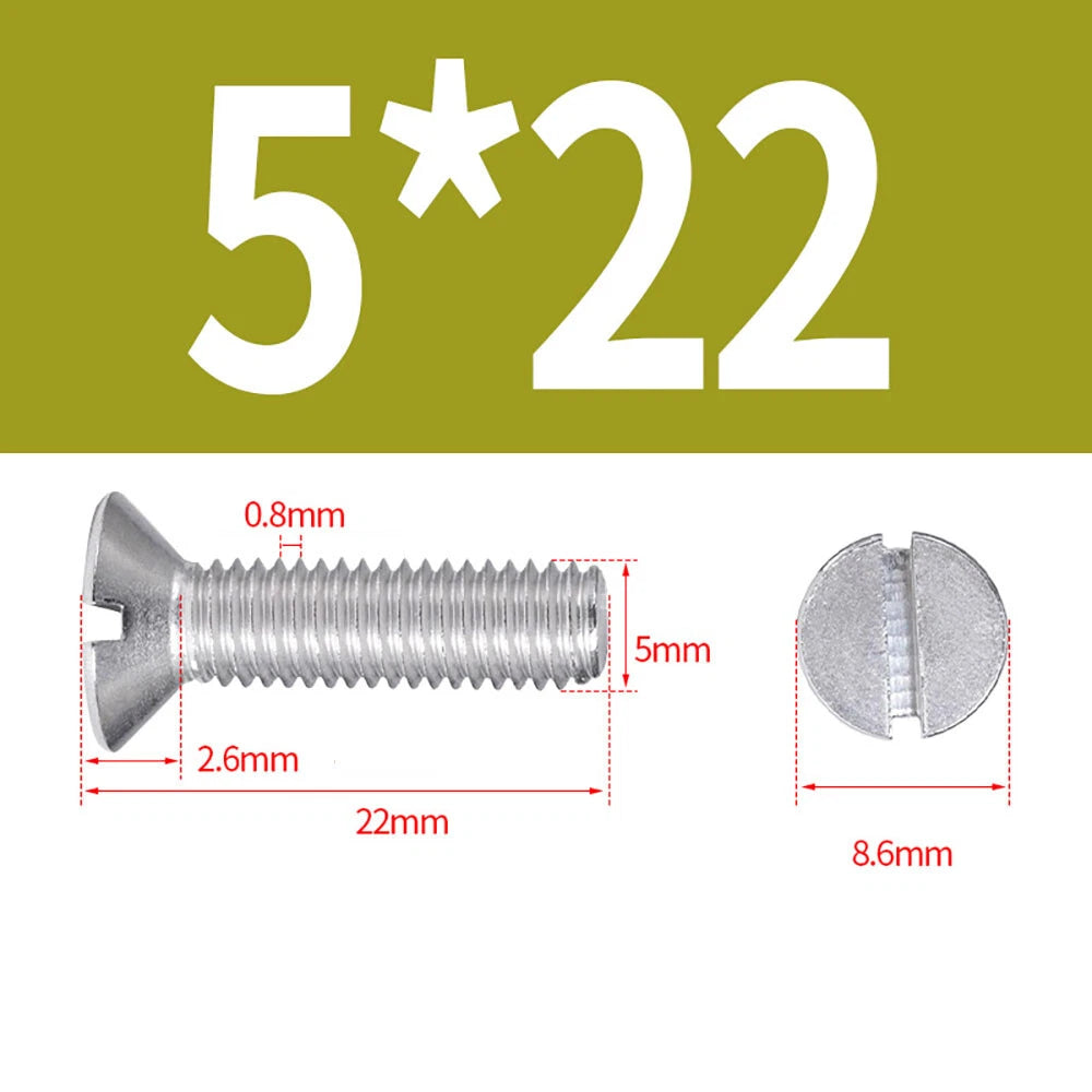 M1.6–M8 A2 Stainless Steel Flat Head Slotted Machine Screws | Countersunk Bolts