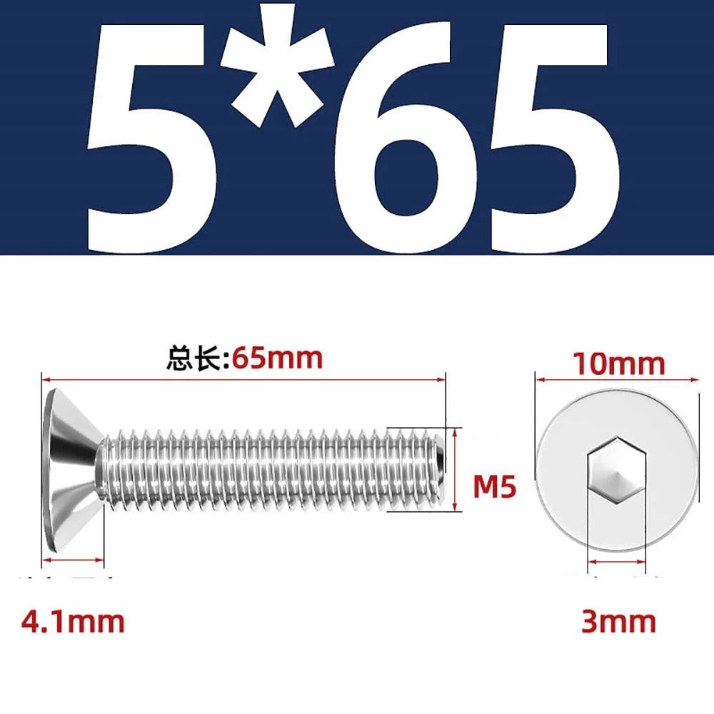 A4 Stainless Steel Countersunk Hex Socket Screws – Marine Grade, M2 to M16 (DIN 7991)