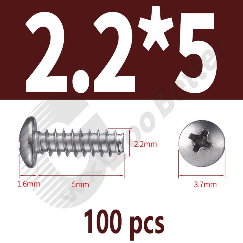 Pan Head Sheet Metal Screws Metric M1~M6 A2 Stainless Steel Sheet Metal Screws