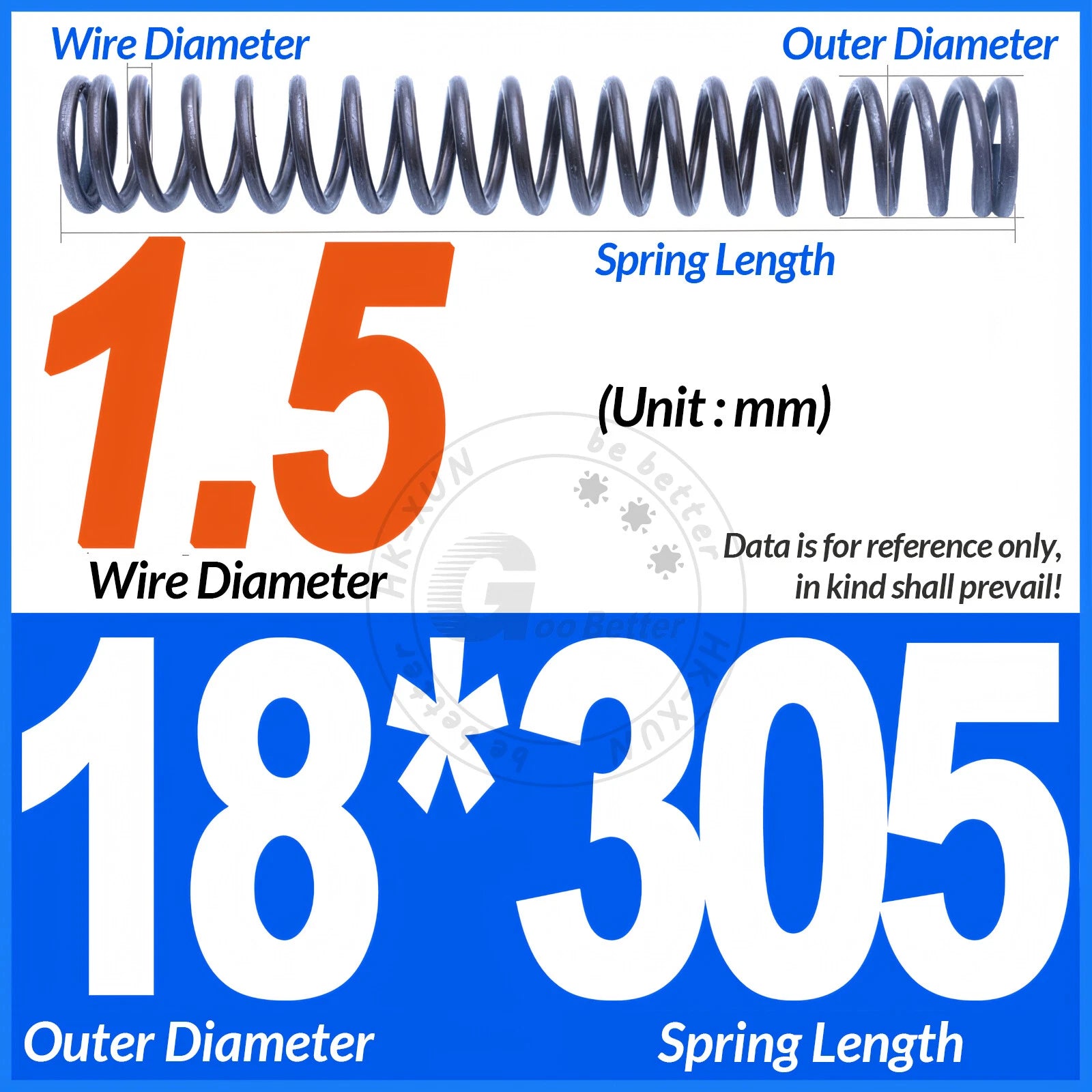 Length 305mm Compression Spring Pressure Springs OD 3-60mm Wire Dia 0.3mm-6.0mm