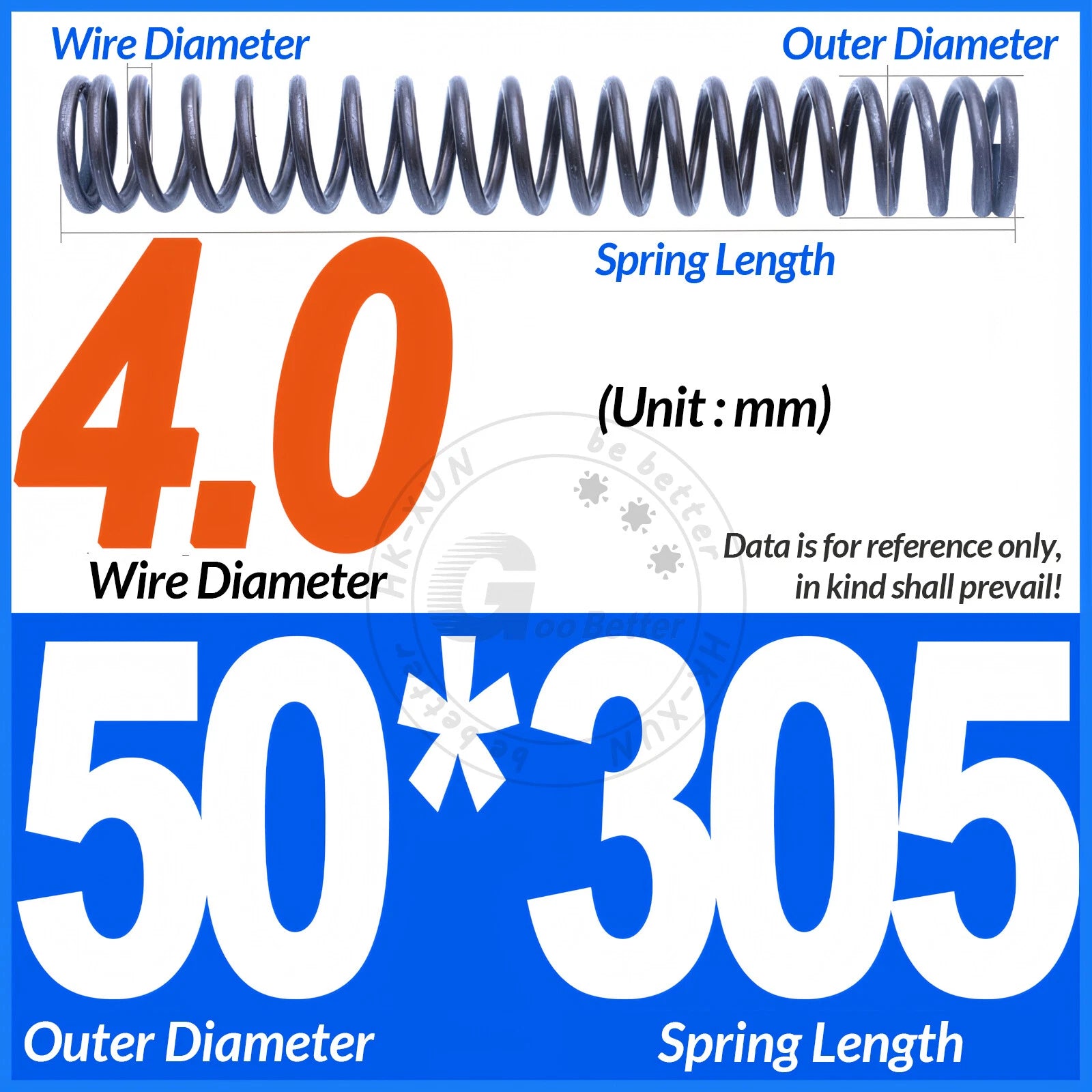 Length 305mm Compression Spring Pressure Springs OD 3-60mm Wire Dia 0.3mm-6.0mm