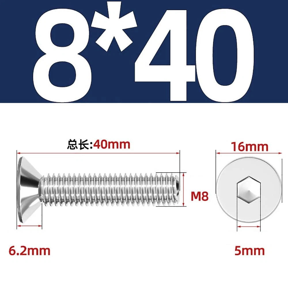 Countersunk Hex Socket Screws – A2 Stainless Steel, M2 to M16, DIN 7991, Fully Threaded