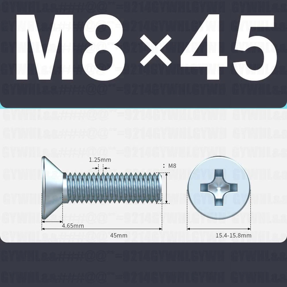 M3–M12 Zinc Plated Phillips Countersunk Machine Screws DIN 965 | Flat Head Bolts