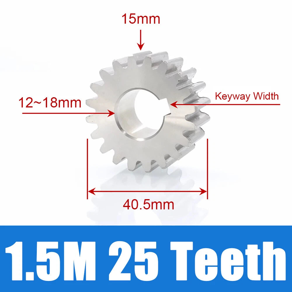 1/1.5/2 Mod 12~120 Teeth, Flat Gear Cylindrical Gear, Spur Gears Stainless Steel
