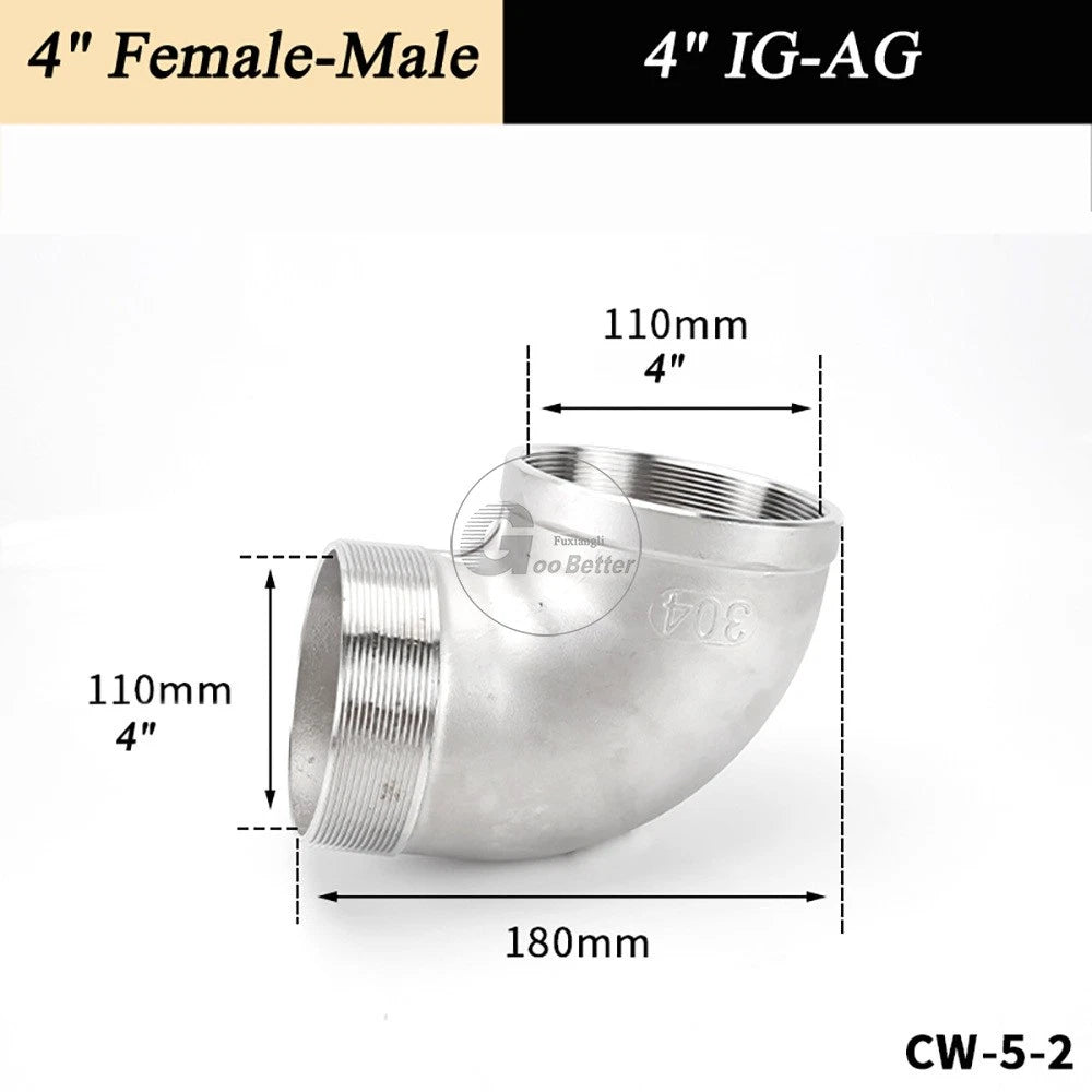 A2 Stainless Steel BSP Reducer Elbow Pipe Fittings | 1/8" to 4" Male Female