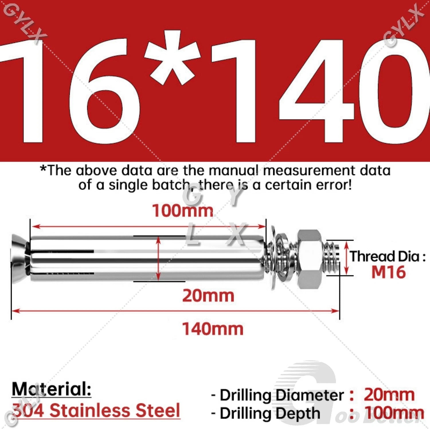 Concrete Expansion Bolts Wall Anchor Screws — M6 to M20 | Stainless Steel & Zinc Plated