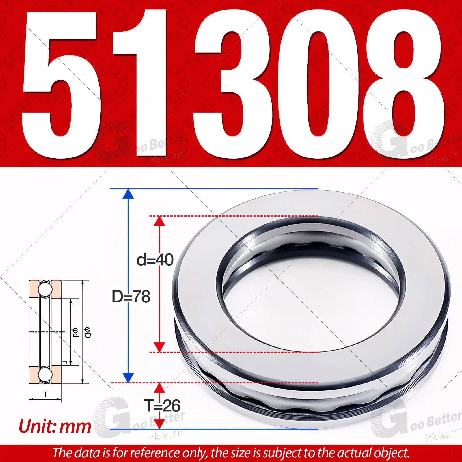Plane Axial Ball Bearing Thrust Bearings F2-6M - F13-22M- 51100 - 51413 Series