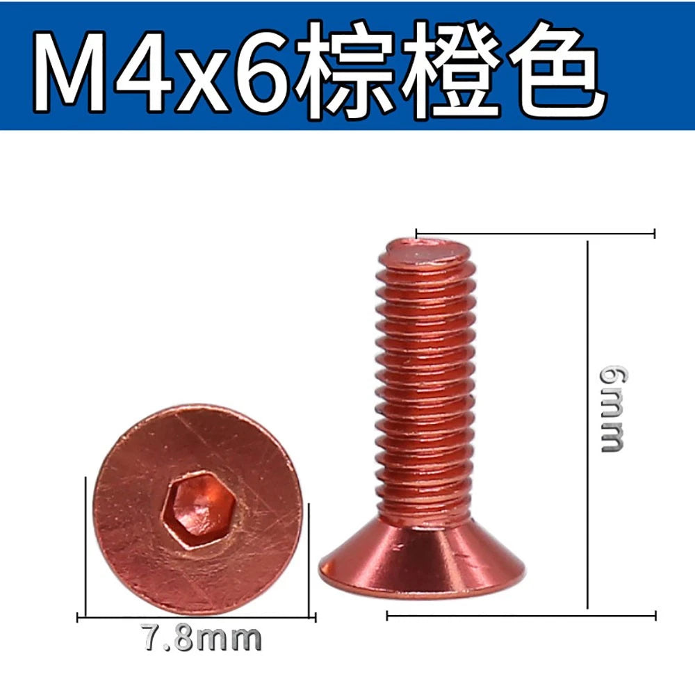 M3.5 / M4 Countersunk Hex Socket Screws — Anodized Aluminum Alloy, 10 Colors