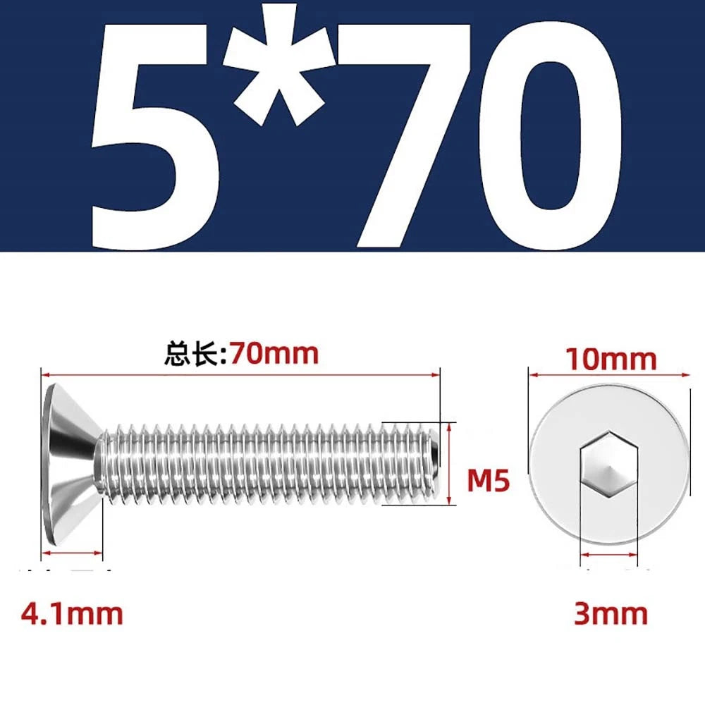 A4 Stainless Steel Countersunk Hex Socket Screws – Marine Grade, M2 to M16 (DIN 7991)