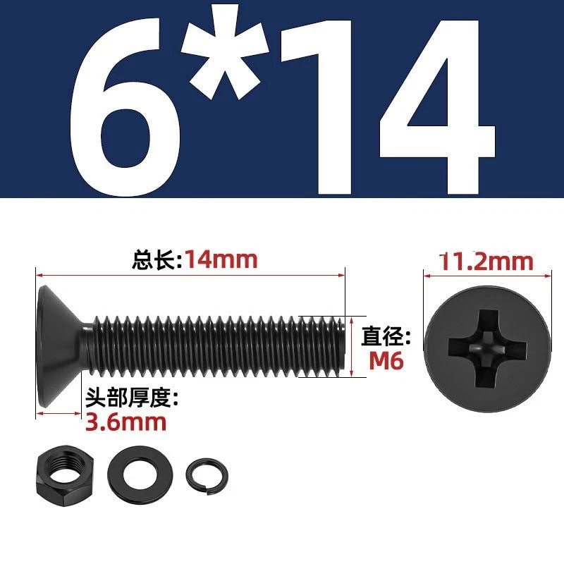 M2–M6 Phillips Countersunk Head Machine Screws with Nut and Washer | Carbon Steel Bolt Set - HomeDIYer