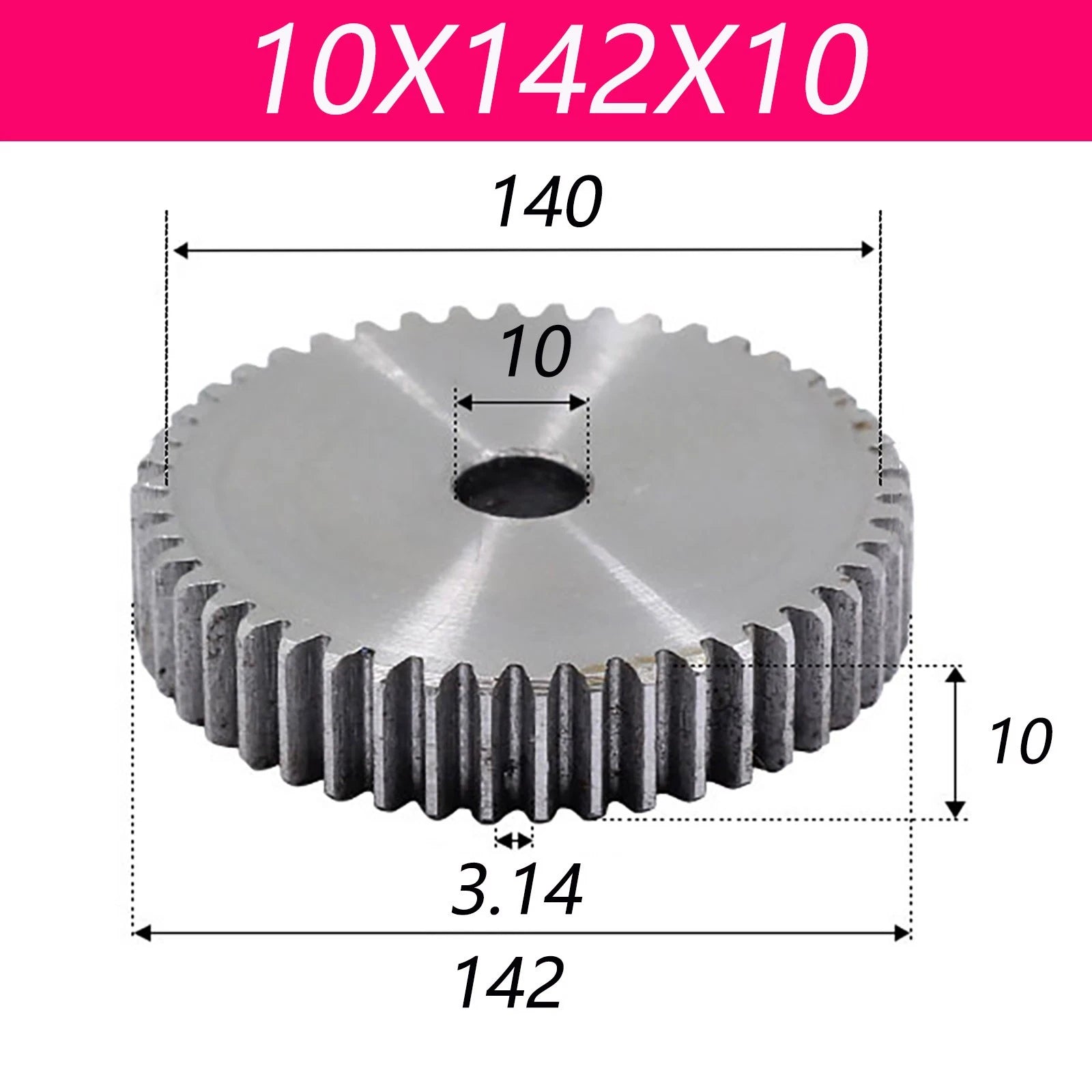 1 Modul 45# Steel Spur Gears Pinion Gear Thick 10mm 8-200 Teeth Dia 18~153mm