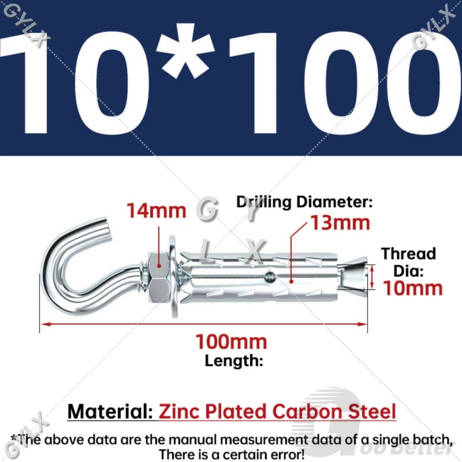 Galvanized Masonry Concrete Expansion Bolts — M6 M8 M10 M12 Wall Anchor Screws