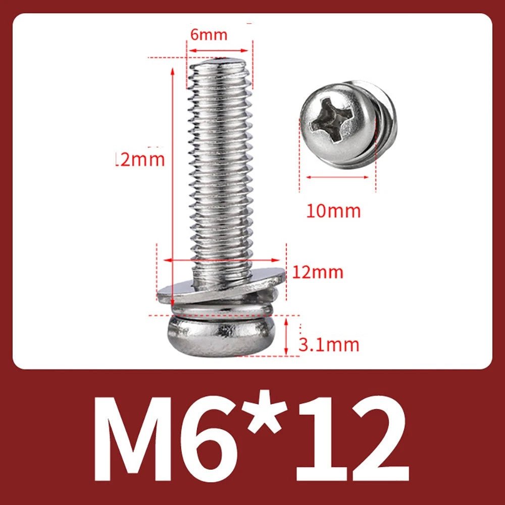 M2–M10 Phillips Button Head Machine Screws — 304 Stainless Steel - HomeDIYer