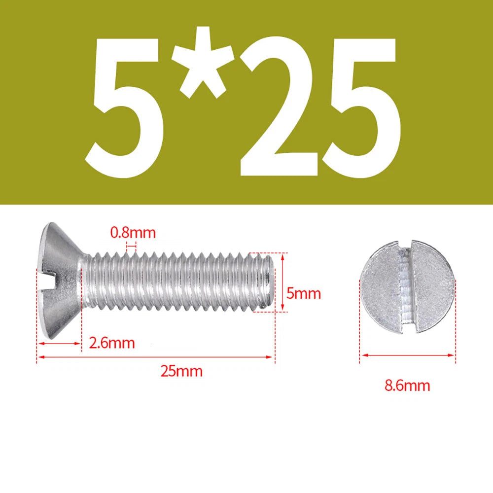 M1.6–M8 A2 Stainless Steel Flat Head Slotted Machine Screws | Countersunk Bolts