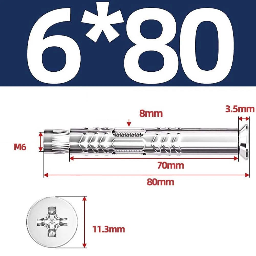 Sleeve Anchor Countersunk Phillips Expansion Bolts M6–M12 | 304/201 SS & Zinc